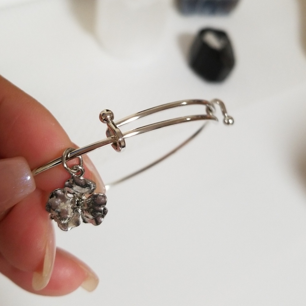Dainty flower adjustable bracelet cuff bangle
